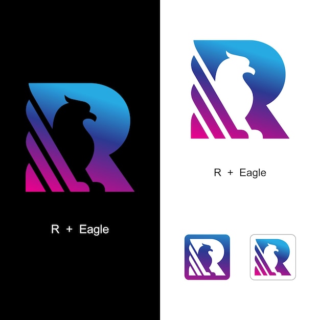 La letra R con el icono del diseño del logotipo del águila