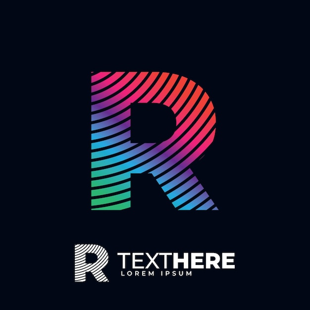 Letra R inicial colorida Fuente de alfabeto digital moderno Diseño de logotipo de color arco iris fuente futurista