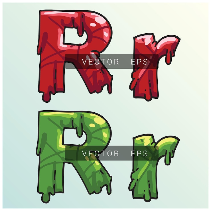 Letra R Jalea de limo rojo verde