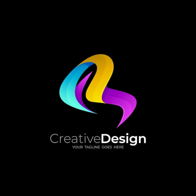 Letra r logo diseño vector 3d coloridos iconos