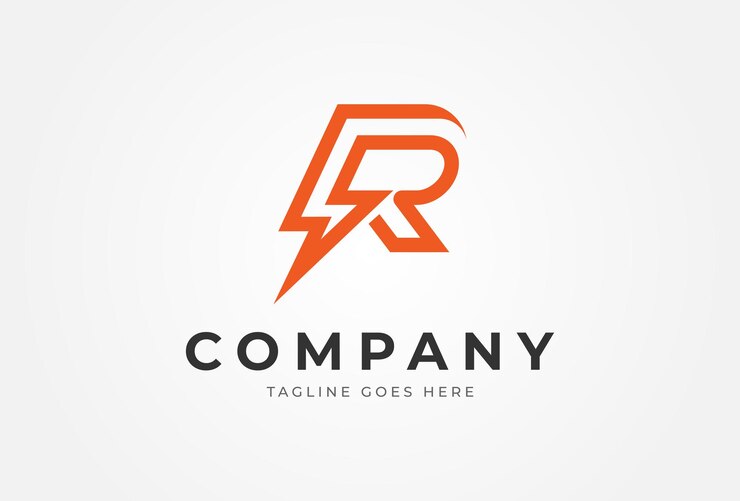 Vector letra r logotipo eléctrico combinación de letra r y relámpago patrón de diseño del logotipo del perno de tuner