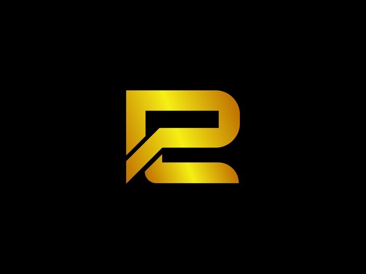 Vector letra r de oro sobre un fondo negro