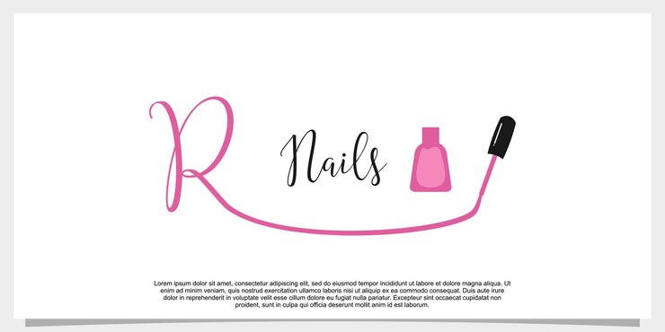 Letra r con plantilla de diseño de logotipo de esmalte de uñas de icono