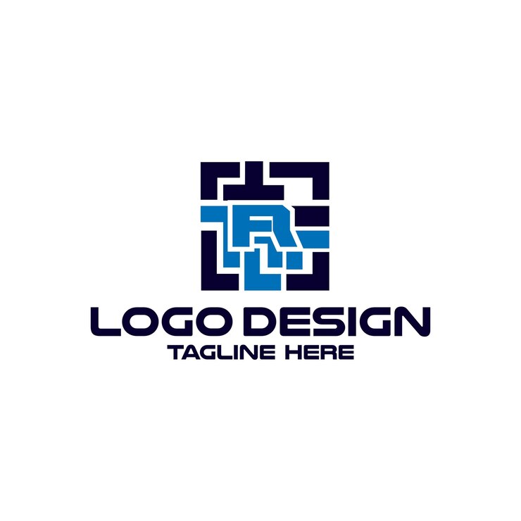 Vector letra r con vector de diseño de logotipo de tecnología de laberinto