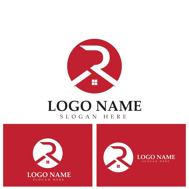 Letra R y vector logo de techo