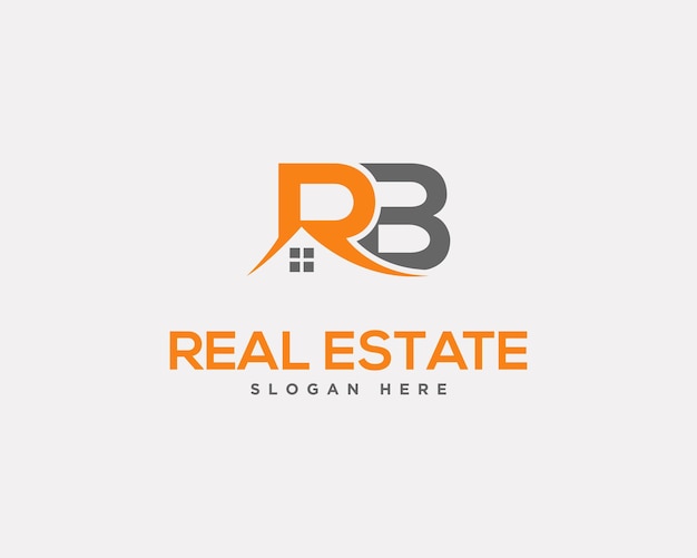 Letra RB alfabeto logotipo de bienes raíces monograma diseño ilustración vectorial