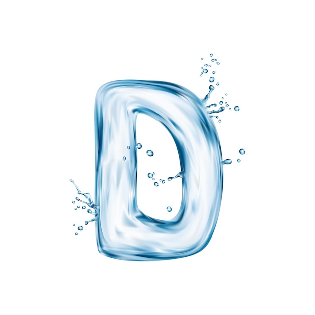 Letra realista d fuente de agua tipo de letra aqua líquida
