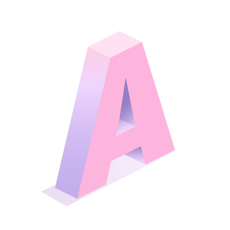 Vector letra retro isométrica un símbolo de arte 3d en el estilo de los años 90