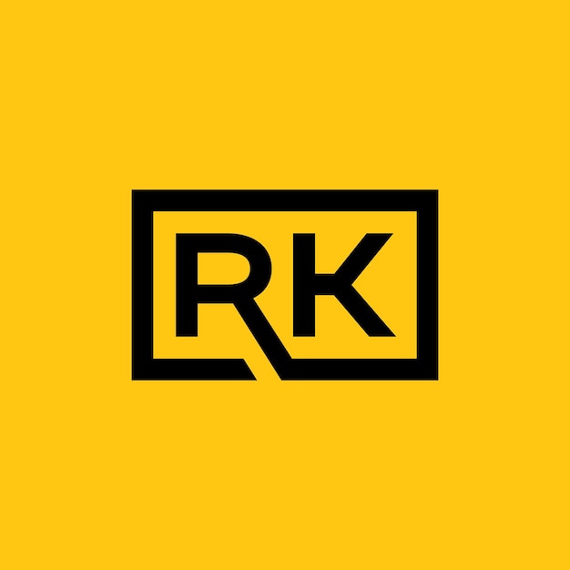 Letra RK icono logo plano minimalista colorido negro