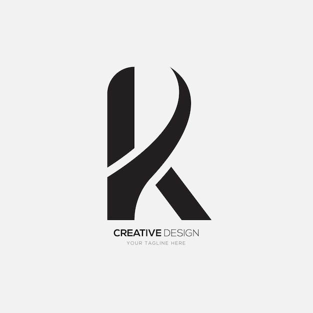 La letra rk o kr inicial es una idea de logotipo de forma única y moderna.