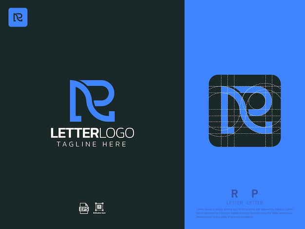 Letra RP monograma logotipo inicial geométrico moderno degradado cuadrícula logotipo