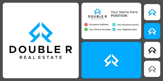 Letra rr monograma diseño de logotipo inmobiliario con plantilla de tarjeta de visita