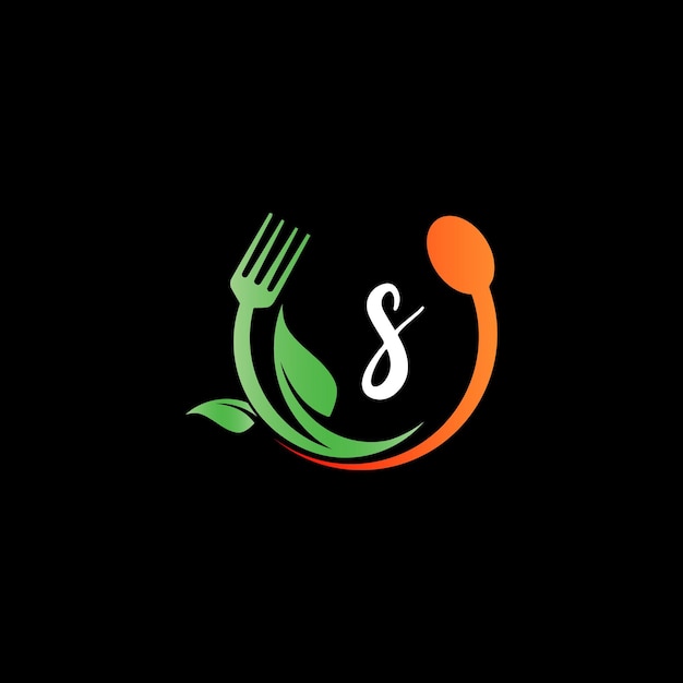 Letra s diseño de monograma plantilla de vector de alimentos aislados abstractos alimentos frescos verduras logo saludable f