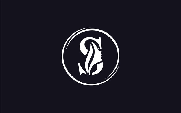 La letra S es el símbolo del diseño del logotipo del vector de belleza y cabello de la mujer.