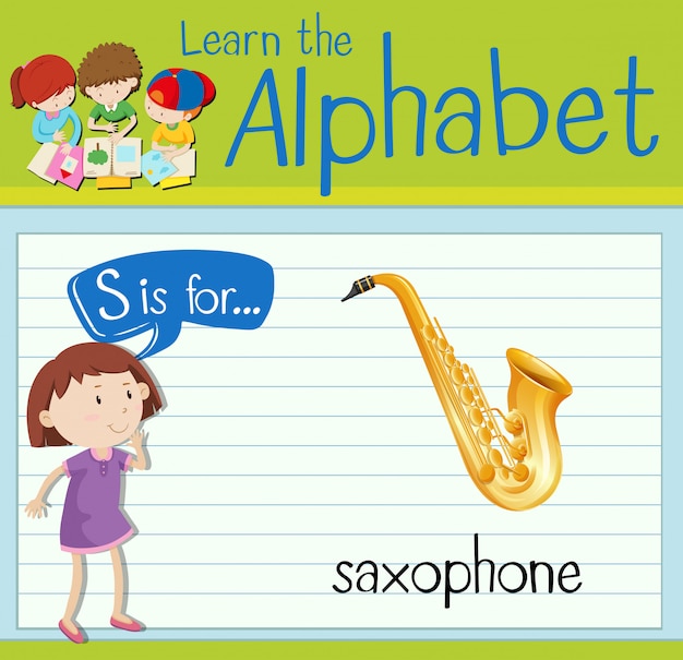 La letra s de flashcard es para saxofón