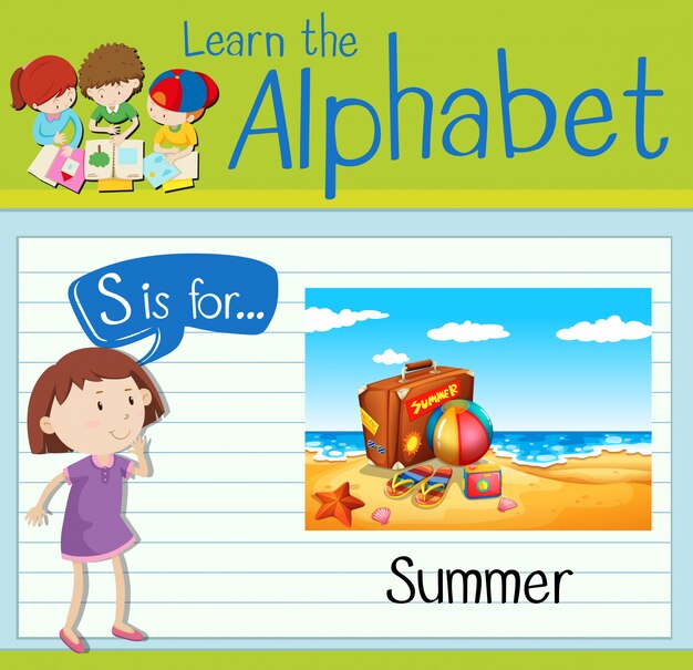 La letra S de Flashcard es para verano