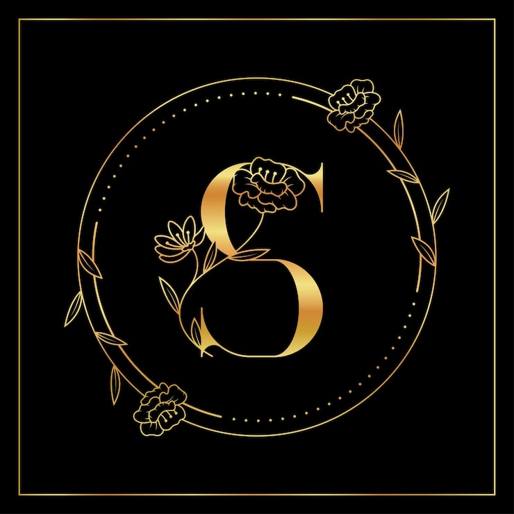 Vector letra s golden floral luxury y elegante logotipo