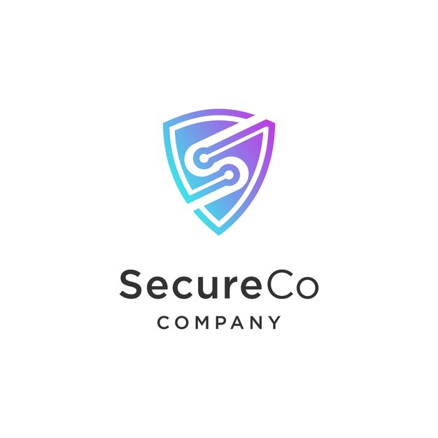 Letra S con ilustración del diseño de la tecnología de seguridad del escudo