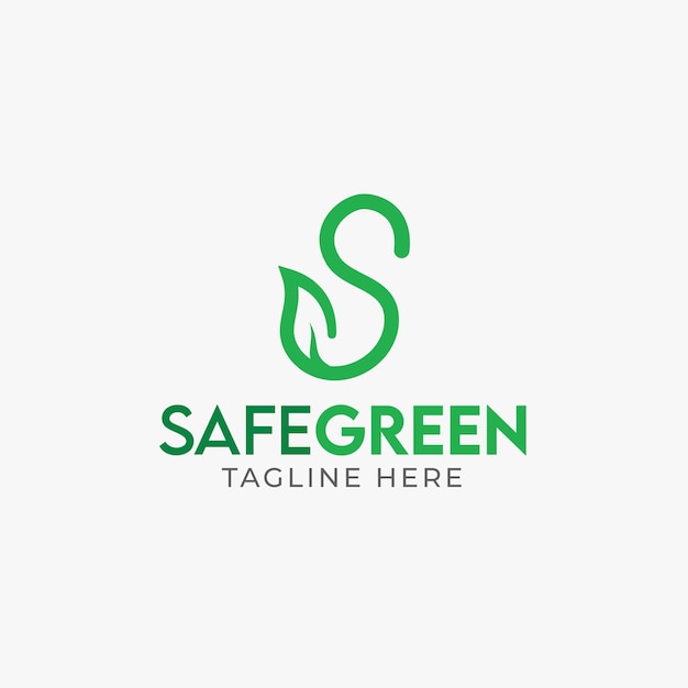 Letra s logo verde seguro s hoja logo carta marca monograma eco amigable Green Pakistan