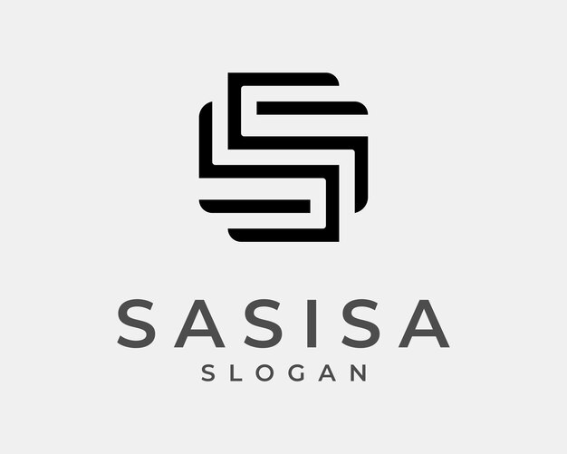 Letra S o SS Línea Abstracta Geométrica Moderna Contemporánea Minimalista Monograma Vector Logo Diseño