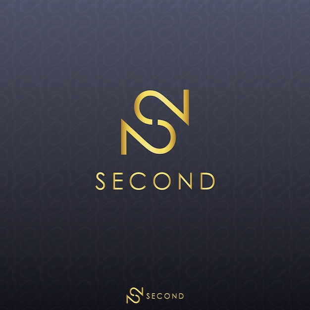 la letra S de oro y el concepto de número doble número 2 con el patrón de sombra de fondo negro. Logotipo de la letra inicial y del número. Logotipo de la plantilla para la marca, la moda, el producto o los servicios superiores.