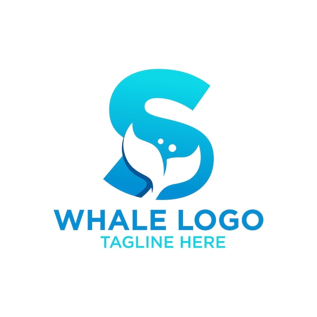 Letra s plantilla de diseño de logotipo de ballena inspiración ilustración vectorial