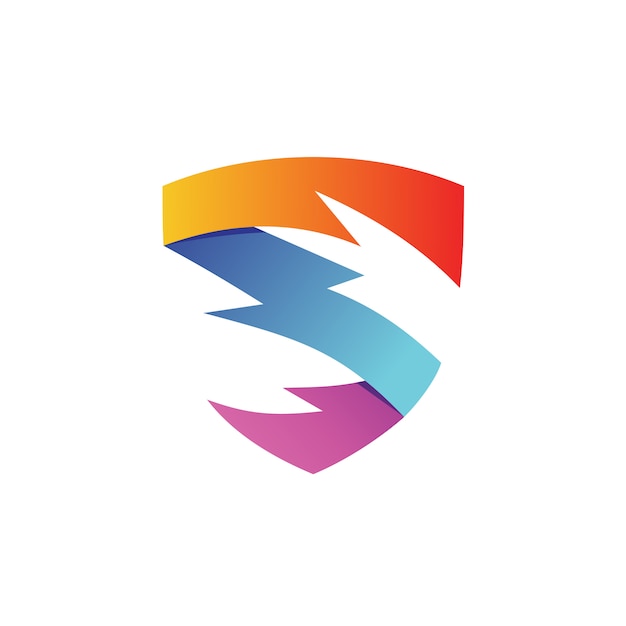 Letra S Thunder Shield Logo Vector