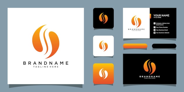 Letra S vector logo abstracto con formas de fuego con diseño de tarjeta de visita Vector Premium