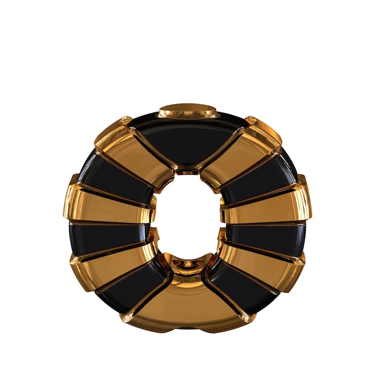 Vector letra de símbolo negro y dorado o