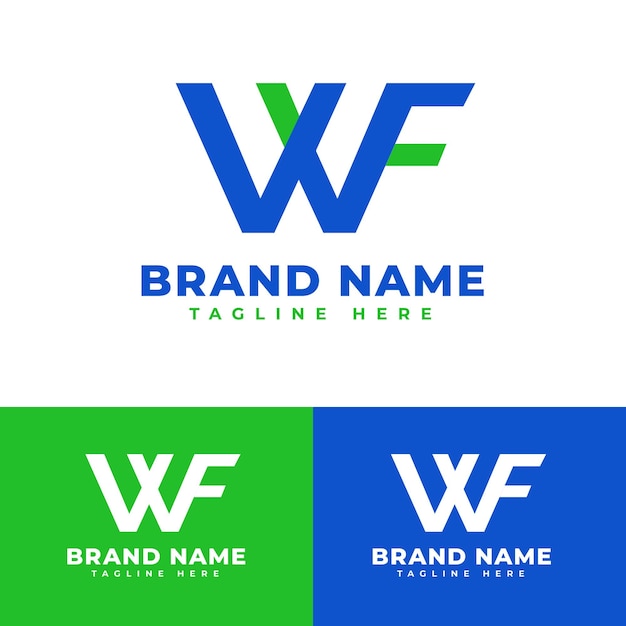 letra simple W y F o la inicial WF símbolo icono logotipo plano diseño vectorial de acciones