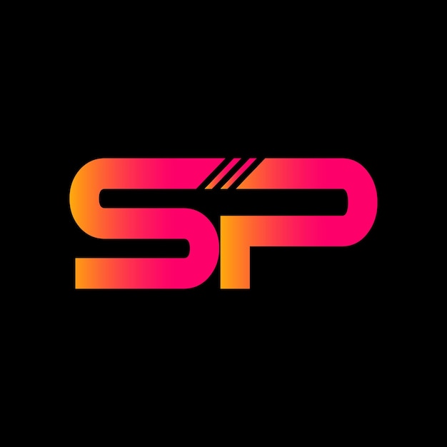 La letra sp abstracta marca el diseño minimalista del logotipo