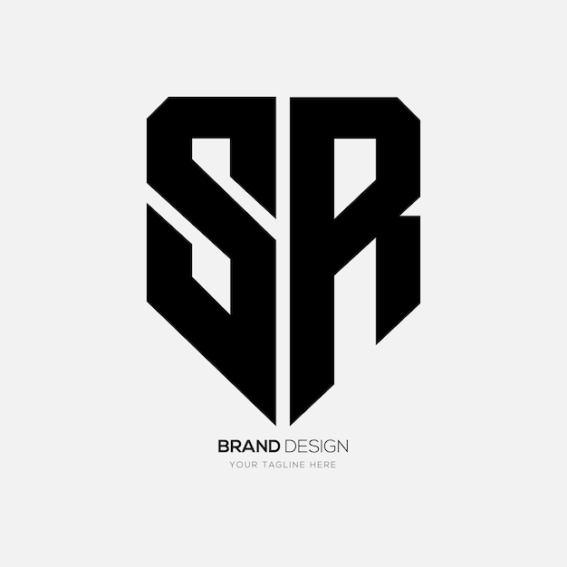 La letra Sr en forma de escudo, el logotipo abstracto de la empresa de seguridad