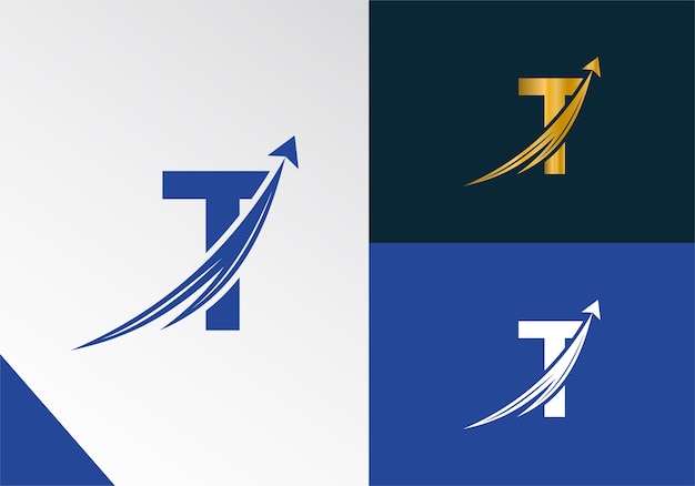 Letra T con concepto de logotipo de finanzas marketing y flecha de crecimiento diseño de logotipo de empresa financiera