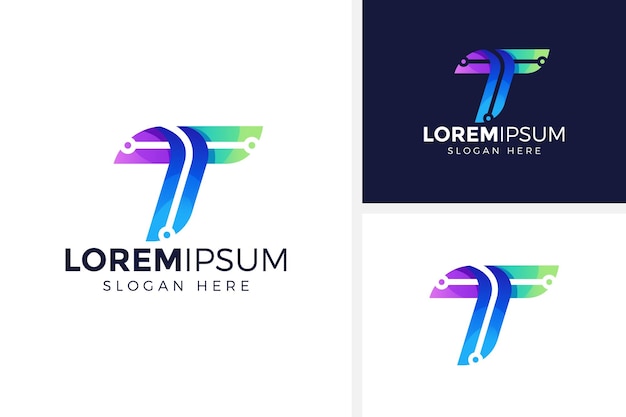 letra t concepto tecnología logotipo diseño vector ilustración