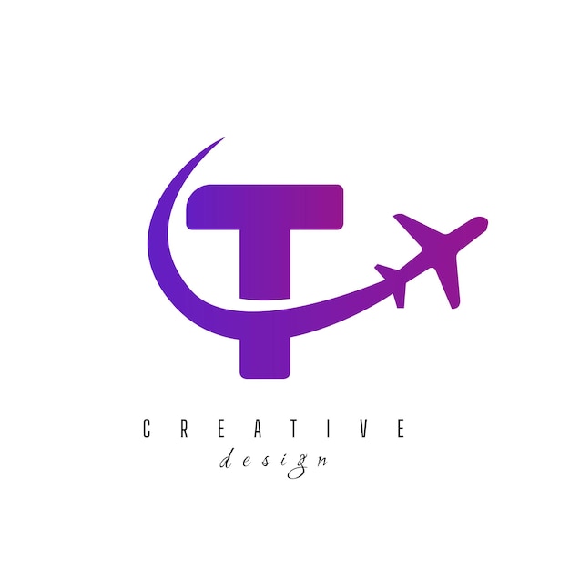 Letra T con diseño creativo de logotipo de viaje aéreo diseño de logotip de viaje aéreo plantilla de tour y logotipo de viajes