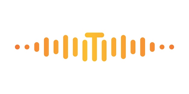 Letra T con elemento de reproductor de música de pulso Diseño del logotipo de onda de audio Premium Vector