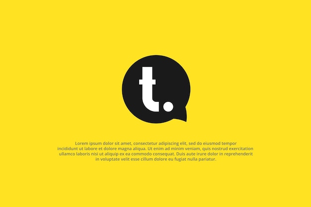 letra t y icono de chat con logotipo de fondo amarillo