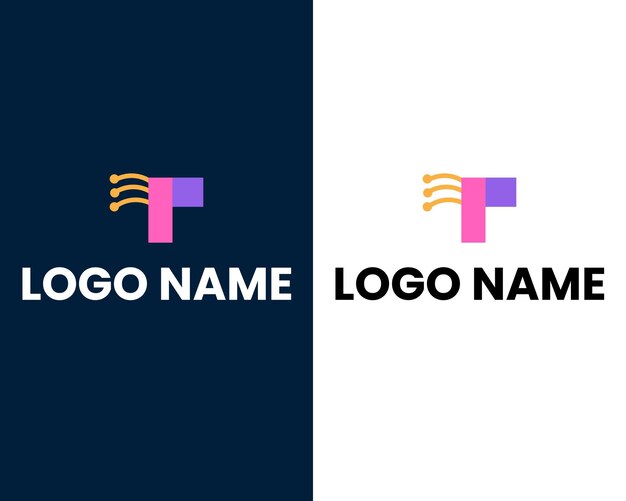 letra t con plantilla de diseño de logotipo moderno de tecnología