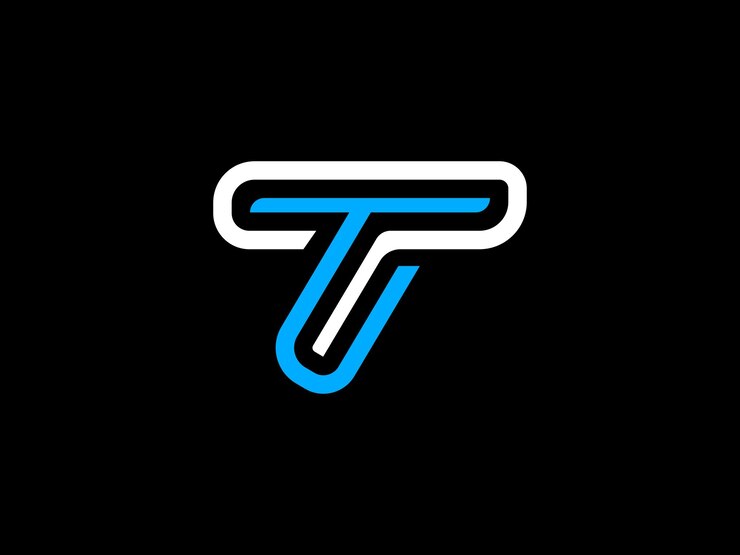 Vector una letra t sobre un fondo negro