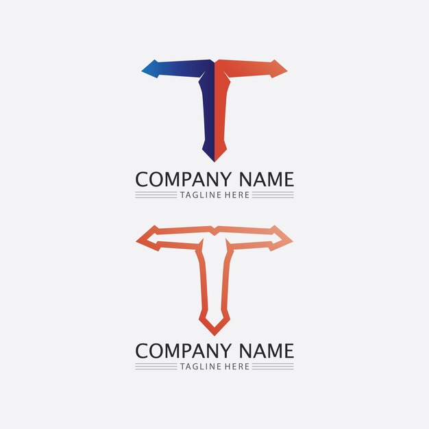 Letra T, T logo vector fuente alfabeto diseño e icono T