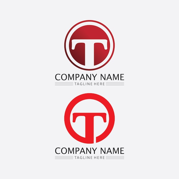 Letra T, T logo vector fuente alfabeto diseño e icono T