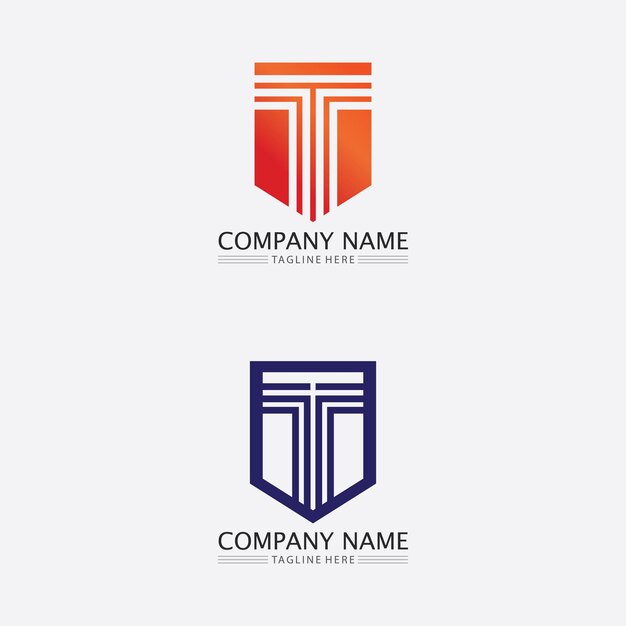 Letra T, T logo vector fuente alfabeto diseño e icono T