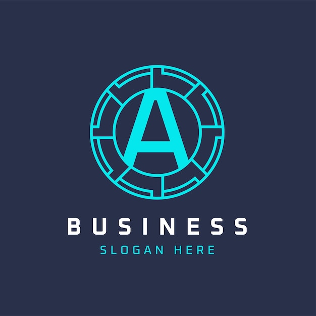 Una letra Tecnología Diseño del logotipo Inicial Ronda Un logotipo Icono elegante universal