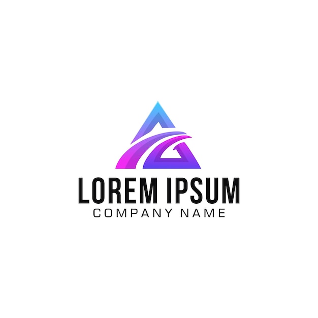 letra a triángulo diseño de logotipo color degradado completo púrpura azul