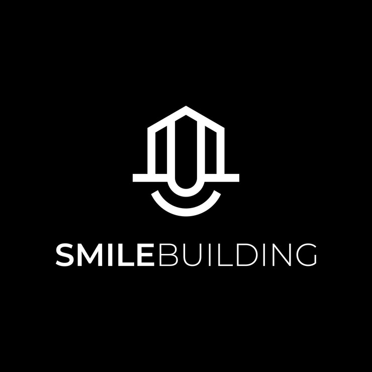 letra U y diseño de logotipo de construcción de sonrisas