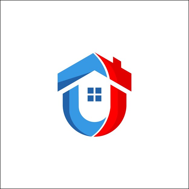 LA LETRA U Y EDIFICIOS Y CASA Diseño de logotipo ilustración vectorial aislada