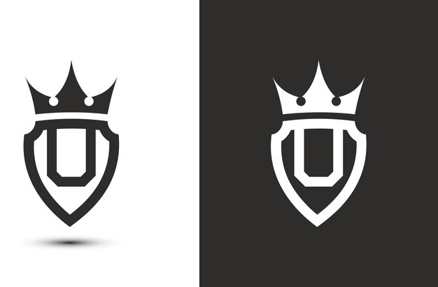 Letra U iniciales logotipo de firma Logotipo elegante icono diseño vectorial Escudo de lujo signo de corona