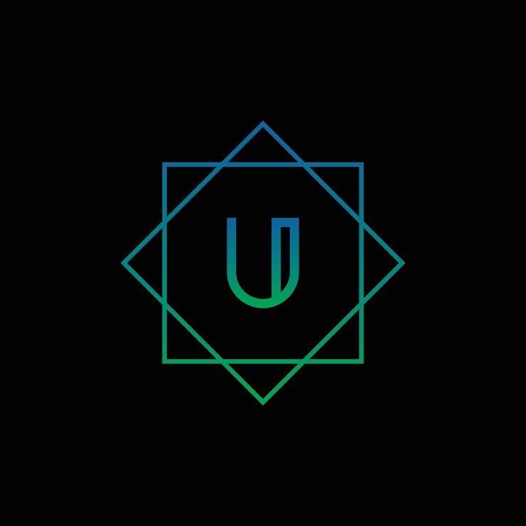 Vector letra u logo carta diseño vector sobre fondo negro