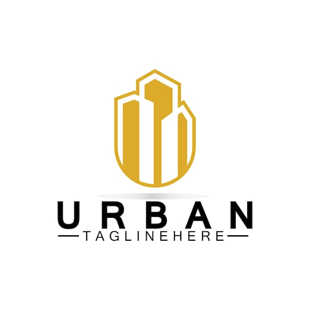 Letra U Logotipo del edificio urbano Diseño vectorial Ícono urbano propiedad de la torre de la ciudad
