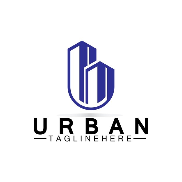 Letra U Logotipo del edificio urbano Diseño vectorial Ícono urbano propiedad de la torre de la ciudad